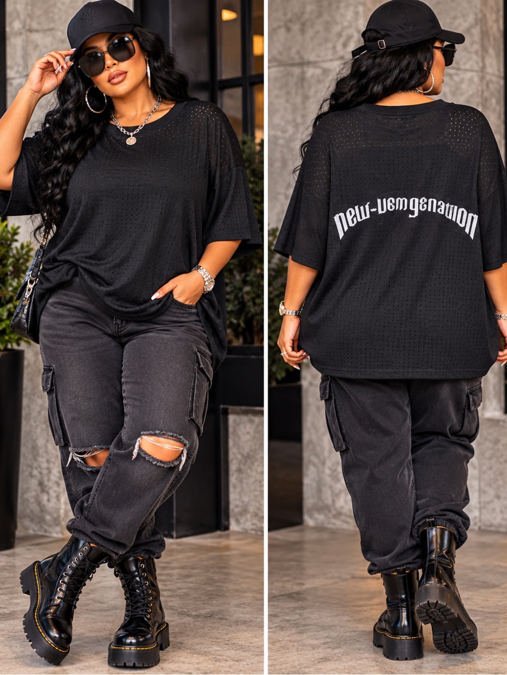 BNWT New Generation Black Lightweight Knit Sweater with Jersey Material
